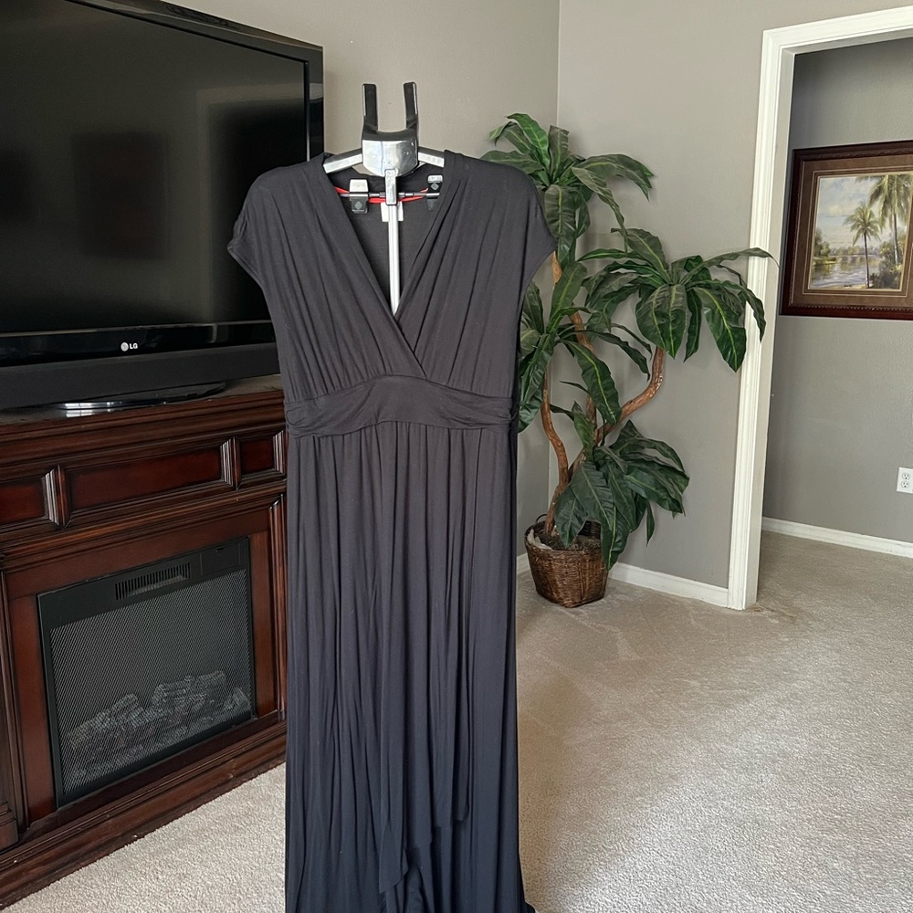 SOMA. Black cap sleeve maxi dress. Pockets! XL
